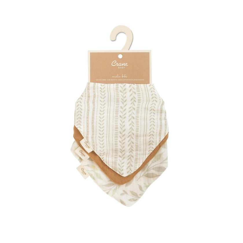 Willow Sage Cotton Bandana Baby Bib (3 Pack)