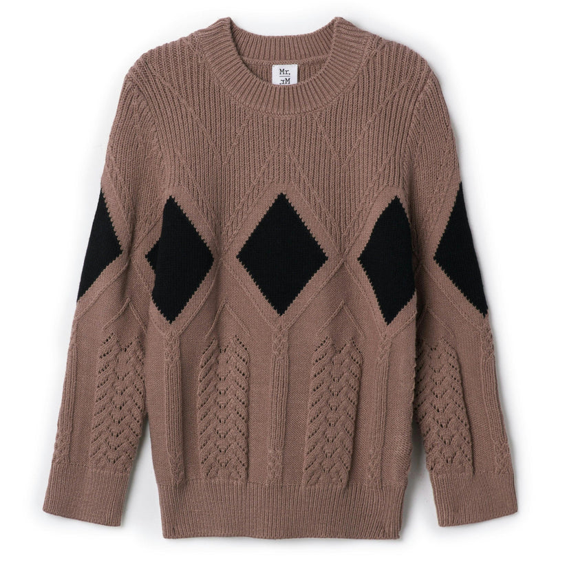 Diamond Pointelle Sweater Dark Almond