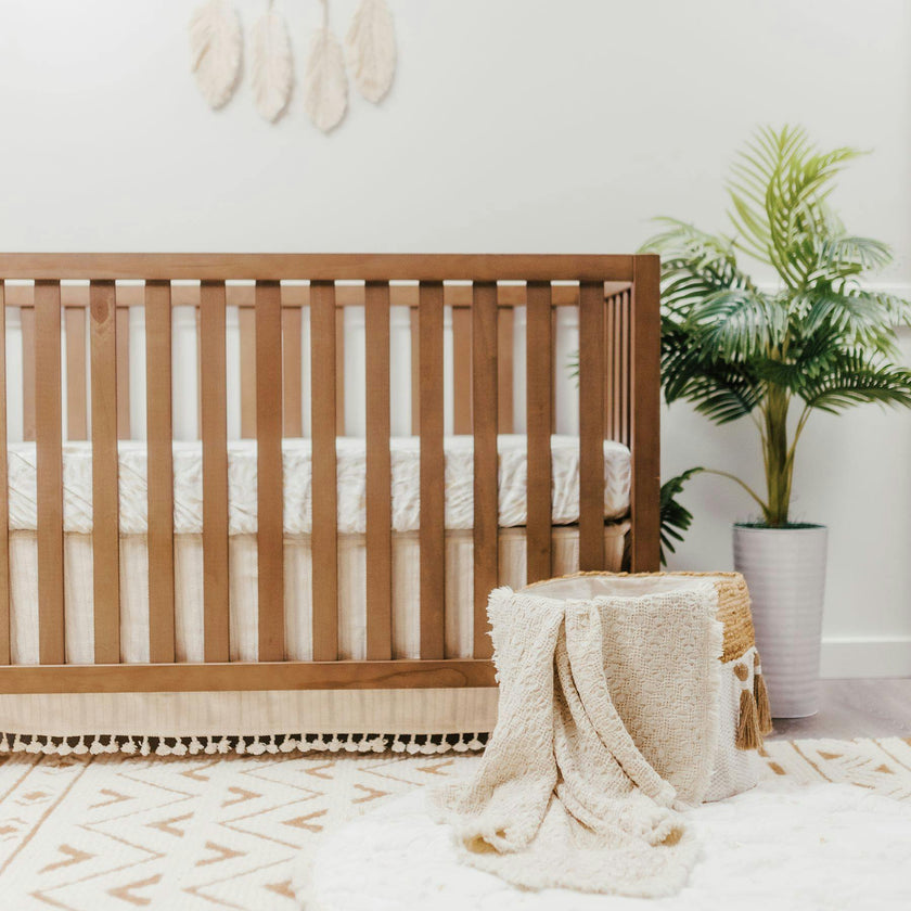 Oatmeal Boho Jacquard Knit Baby Blanket