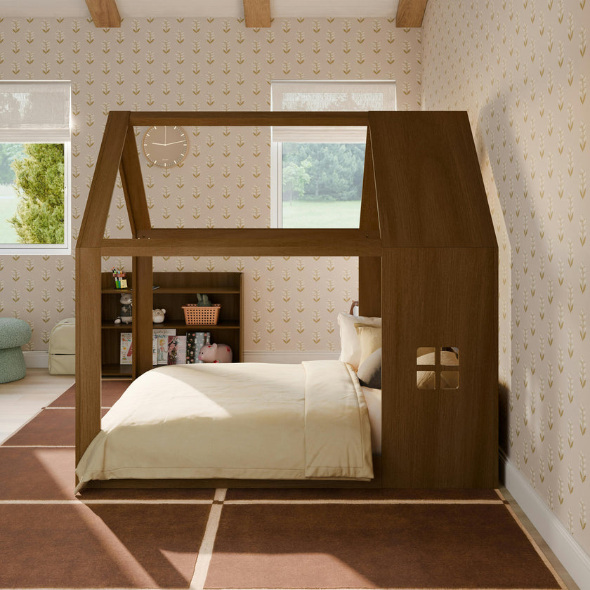 Uchi Montessori-Inspired House Full Bed in Natural Walnut