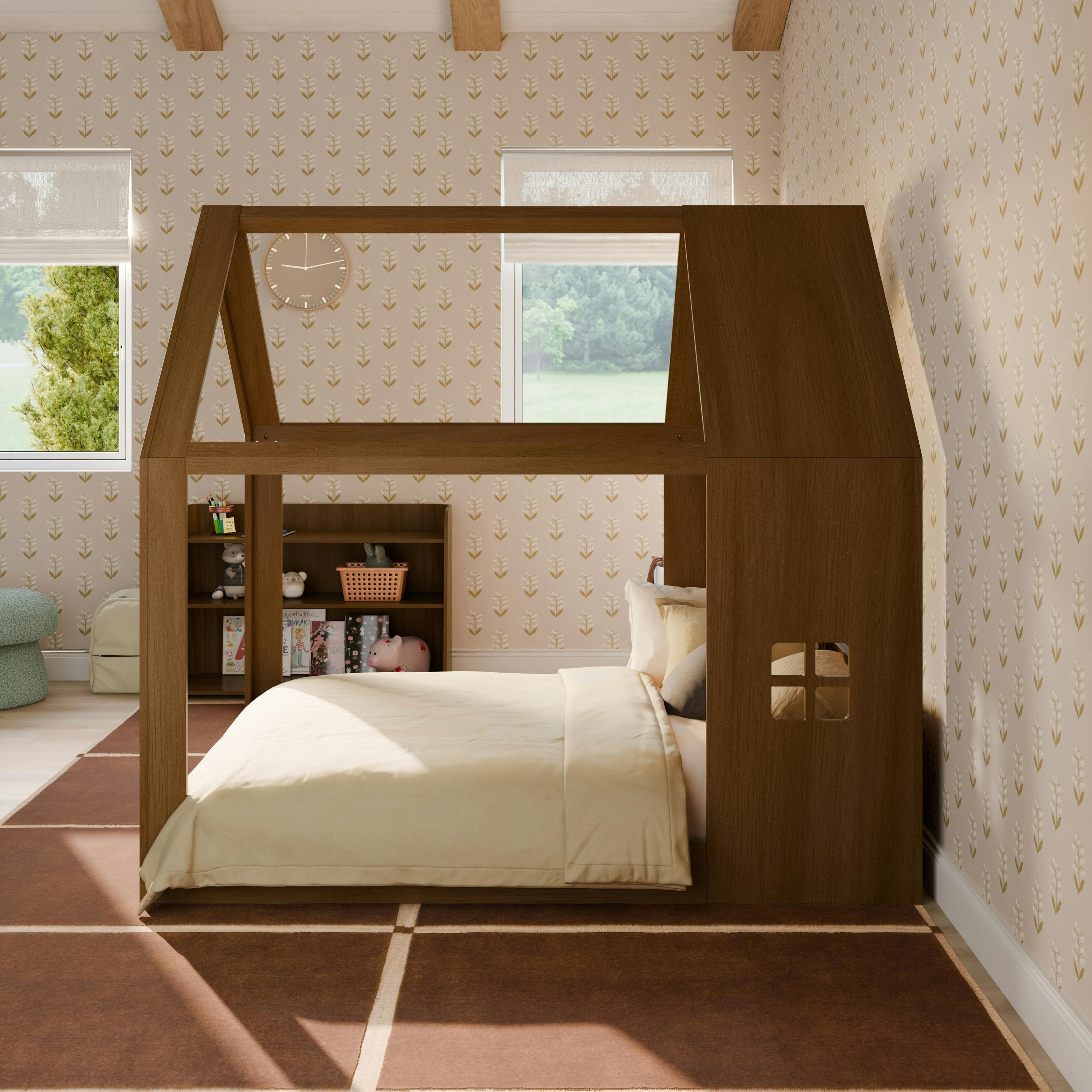 Uchi Montessori-Inspired House Full Bed in Natural Walnut