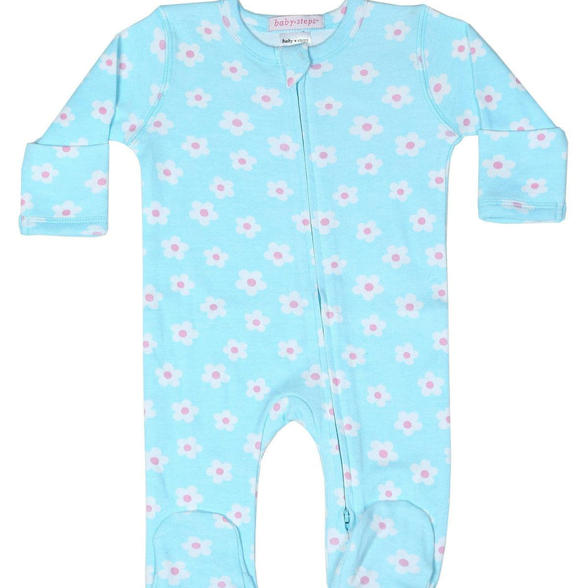Baby Zipper Footie - Daisy Pop