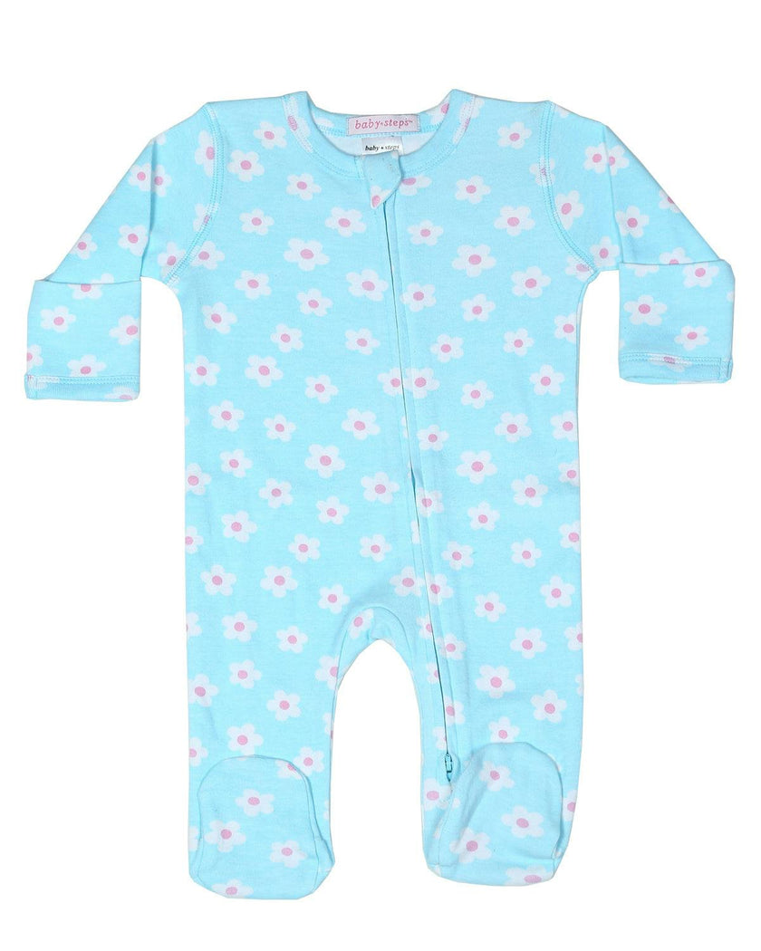 Baby Zipper Footie - Daisy Pop