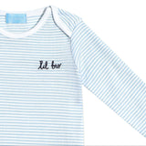 "Lil Bro" Short Sleeve Bodysuit in Light Blue Stripe