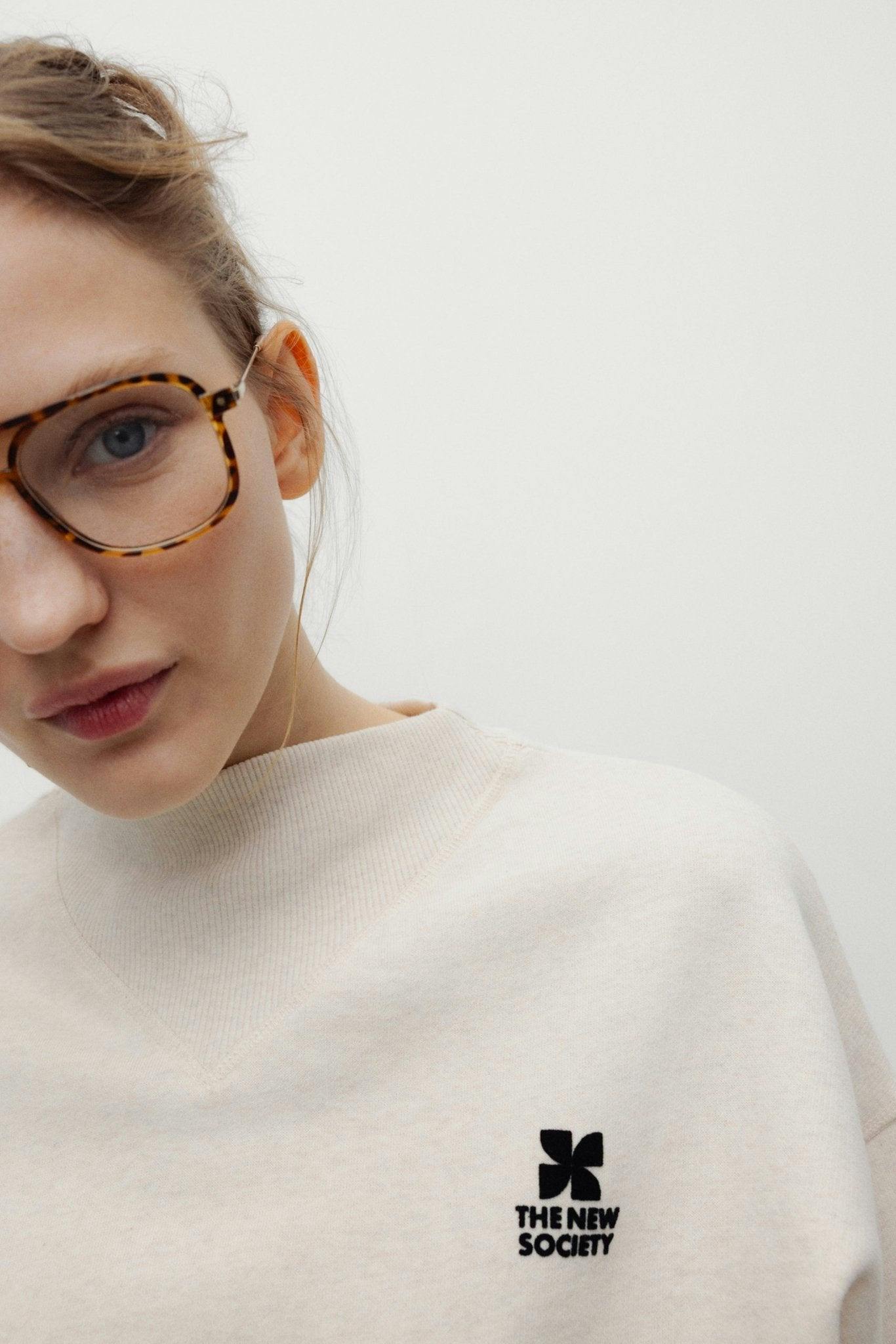 TNS Logo Rib Collar Woman Sweatshirt Whisper White Melange