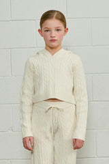 Cable Knit Cropped Hoodie