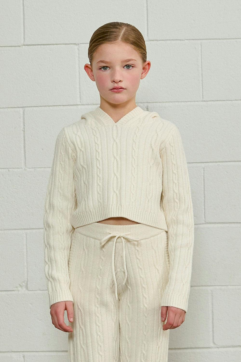 Cable Knit Cropped Hoodie