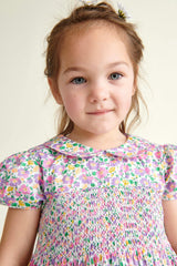 Made With Liberty Fabric Smocked Girls Dress Crisantha