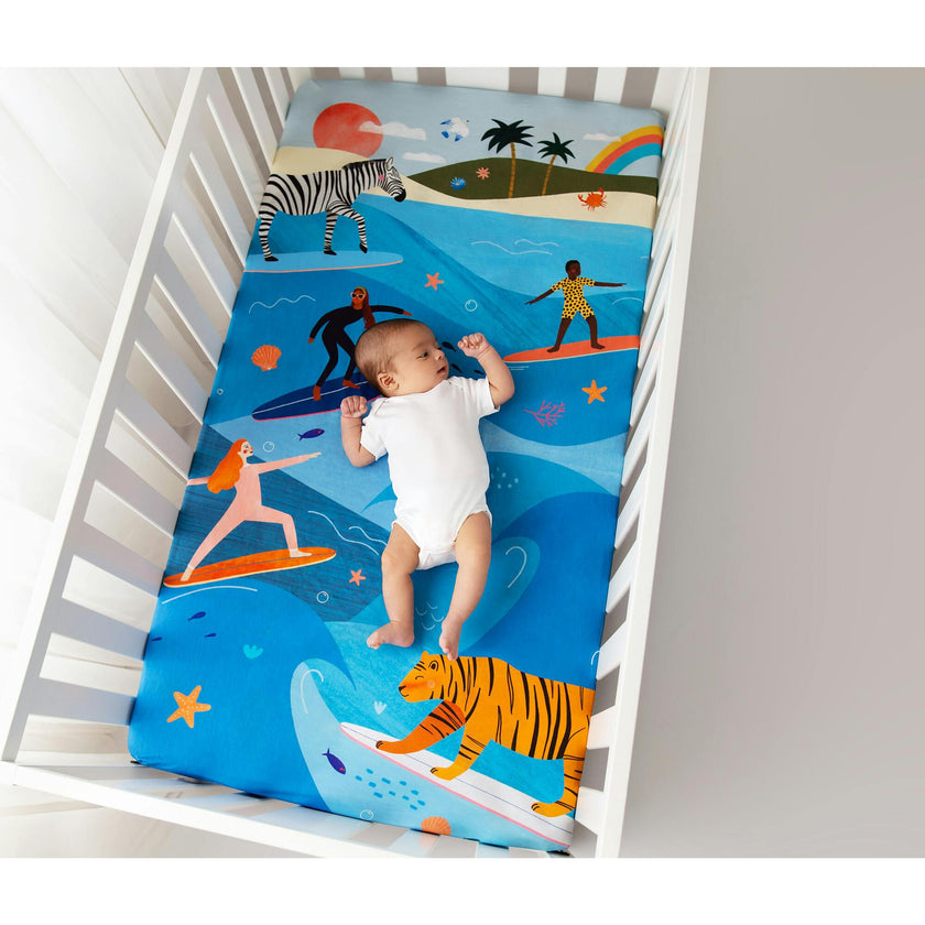 Surfing Safari Standard Crib Sheet