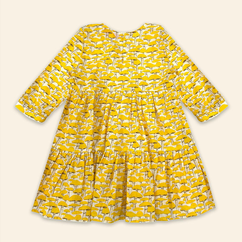 Kids Fran Dress Yellow Mushroom