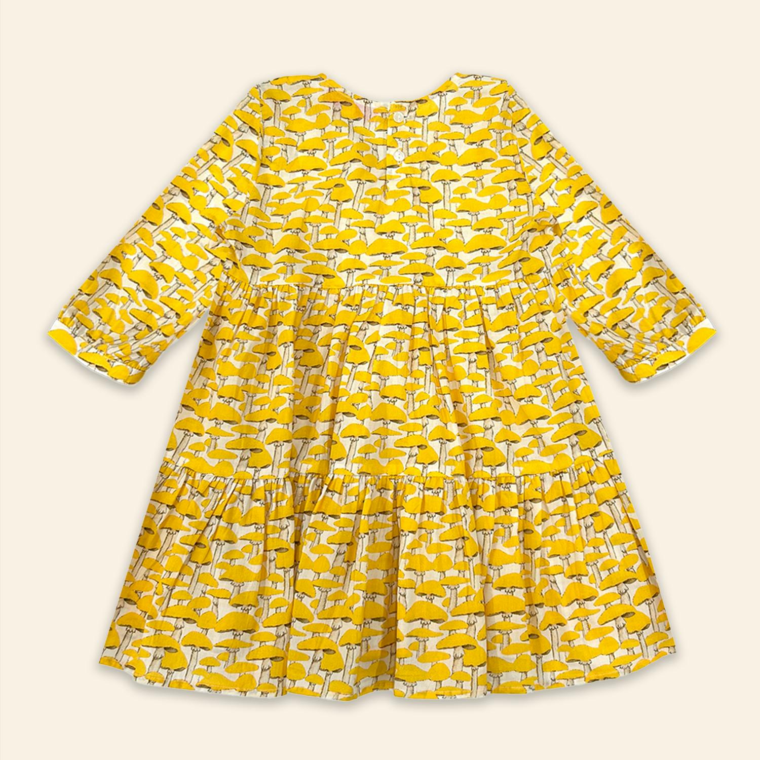 Kids Fran Dress Yellow Mushroom