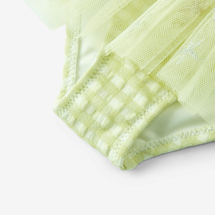 Green Gingham Ballet Skirt Swimsuit
