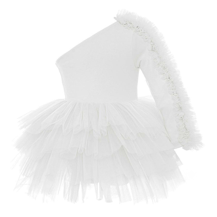 White One Shoulder Tutu Dress