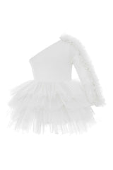 White One Shoulder Tutu Dress