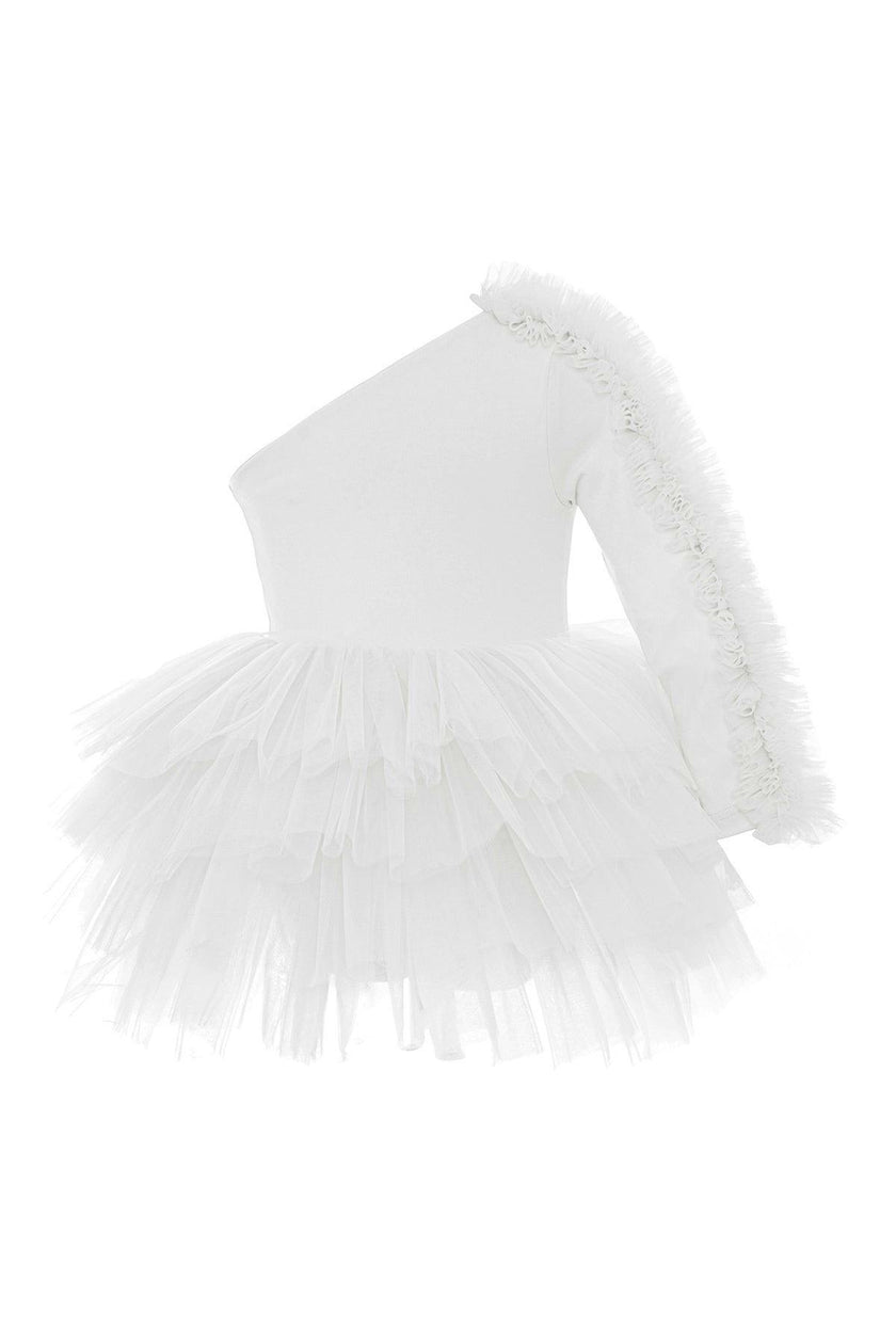 White One Shoulder Tutu Dress