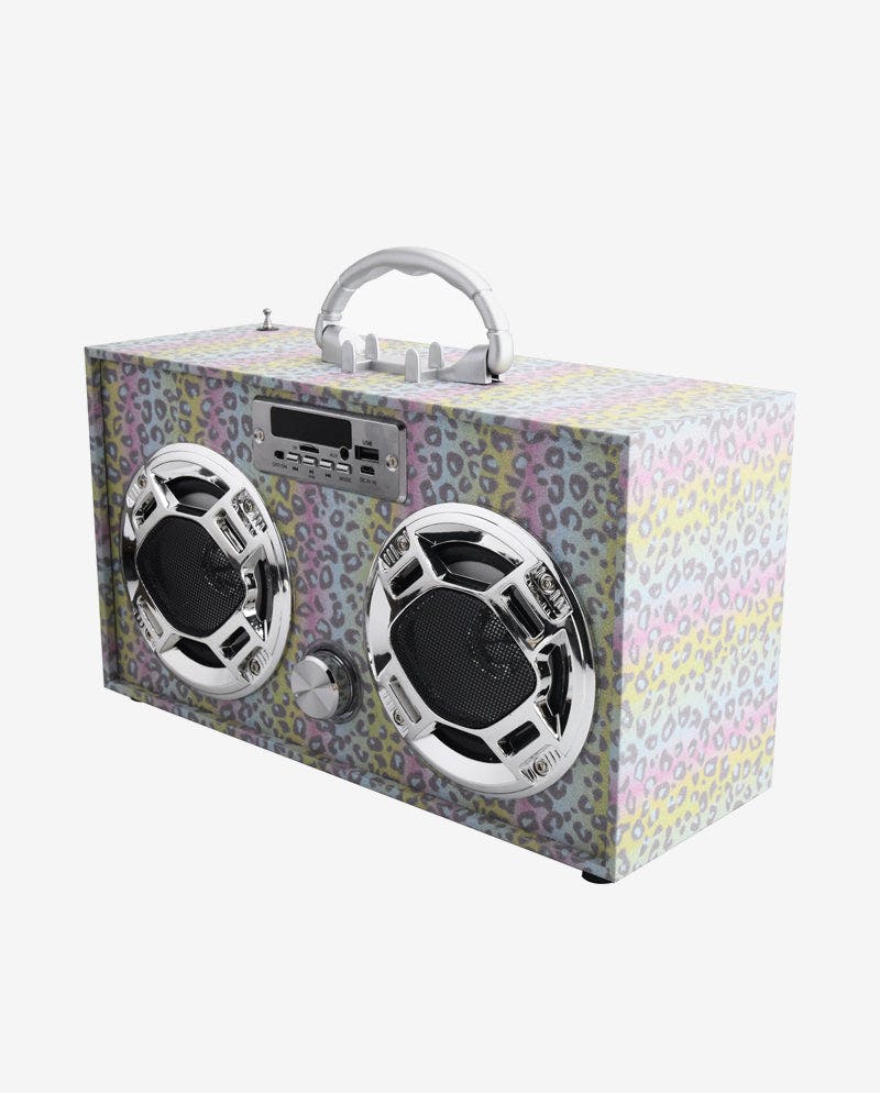 Leopard Glitter Bluetooth Boombox