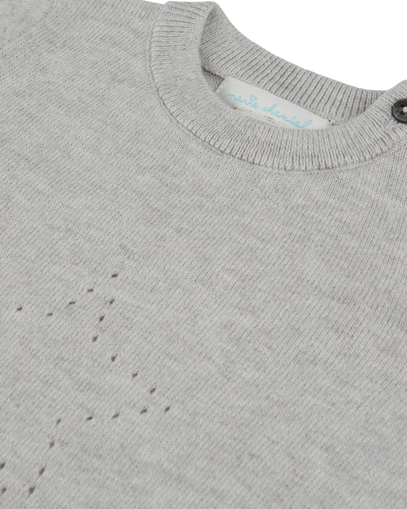 Pointelle Star Crawler Set - Grey