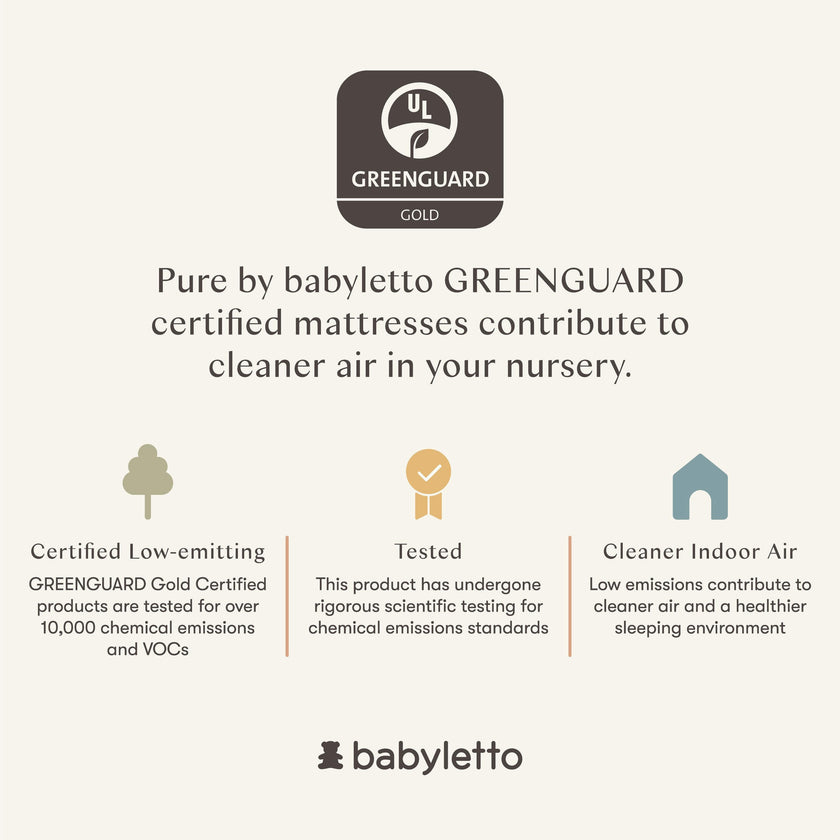 Babyletto Pure Core Midi Crib Mattress w/ Hybrid Quilted Waterproof Cover (Lightweight)