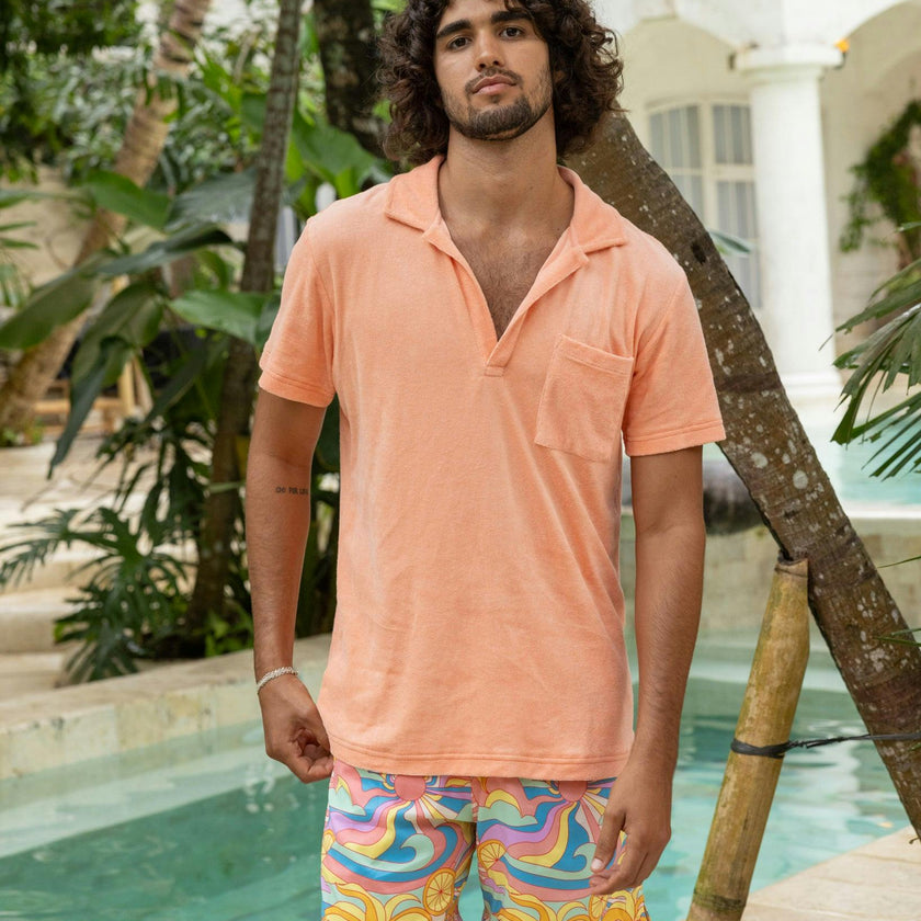 The Tropicana - Coral Terry Polo Men's Shirt