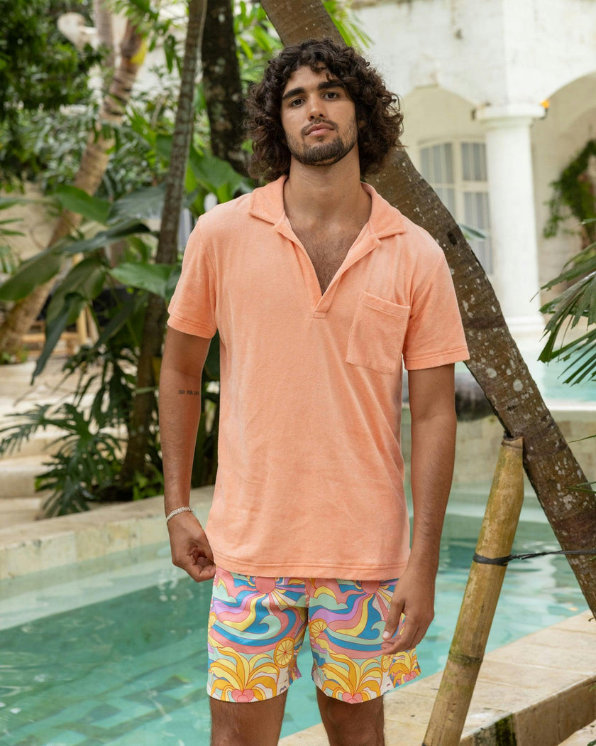 The Tropicana - Coral Terry Polo Men's Shirt