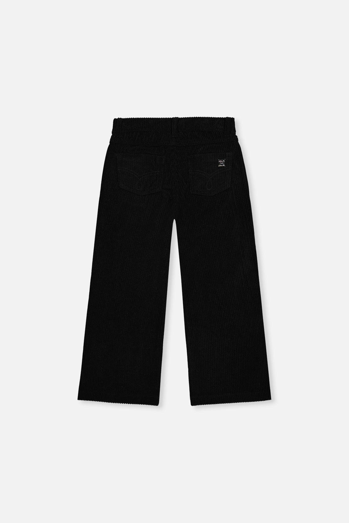Stretch Corduroy Wide Leg Pants Black