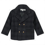 Woven Plaid Double-Breasted Button Front Jacket