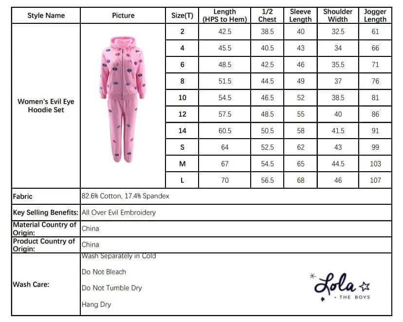 Women's Evil Eye Hoodie Set Pink