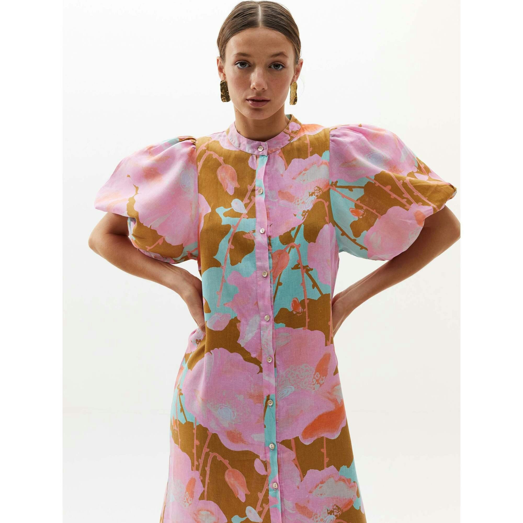 Bubble Linen Dress - Aquarela