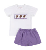 Purple Gingham Football - Wyatt Short Set