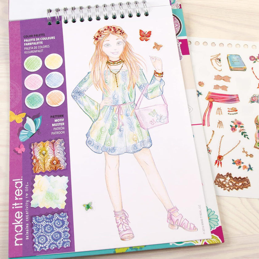 Fashion Design Sketchbook: Blooming Creativity - Includes 90 Stickers & Stencils