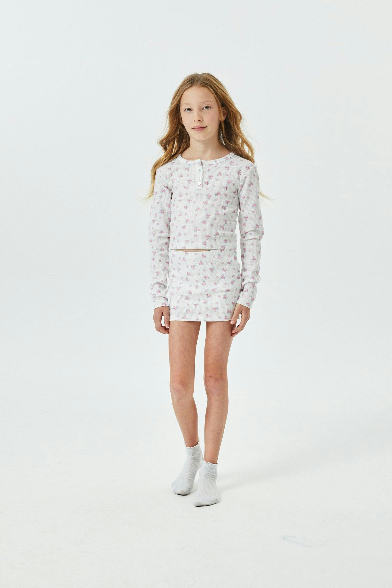 Savi White With Pink Thermal Henley