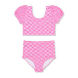 Gingham Puff Sleeve Bikini