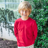 Blake Boys' Longsleeve Pocket Tshirt Seasonal Monogram options - Red