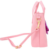 Faux Leather Tote Shoulder Strap Handbag With Sequins Happy Face Charm