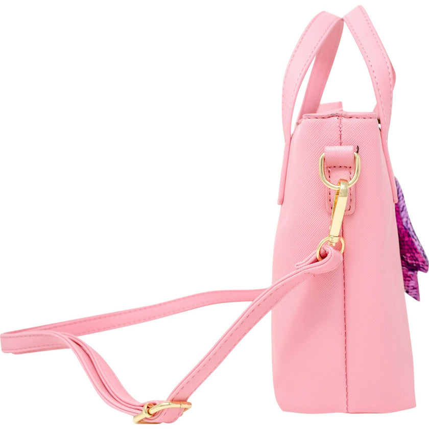 Faux Leather Tote Shoulder Strap Handbag With Sequins Happy Face Charm