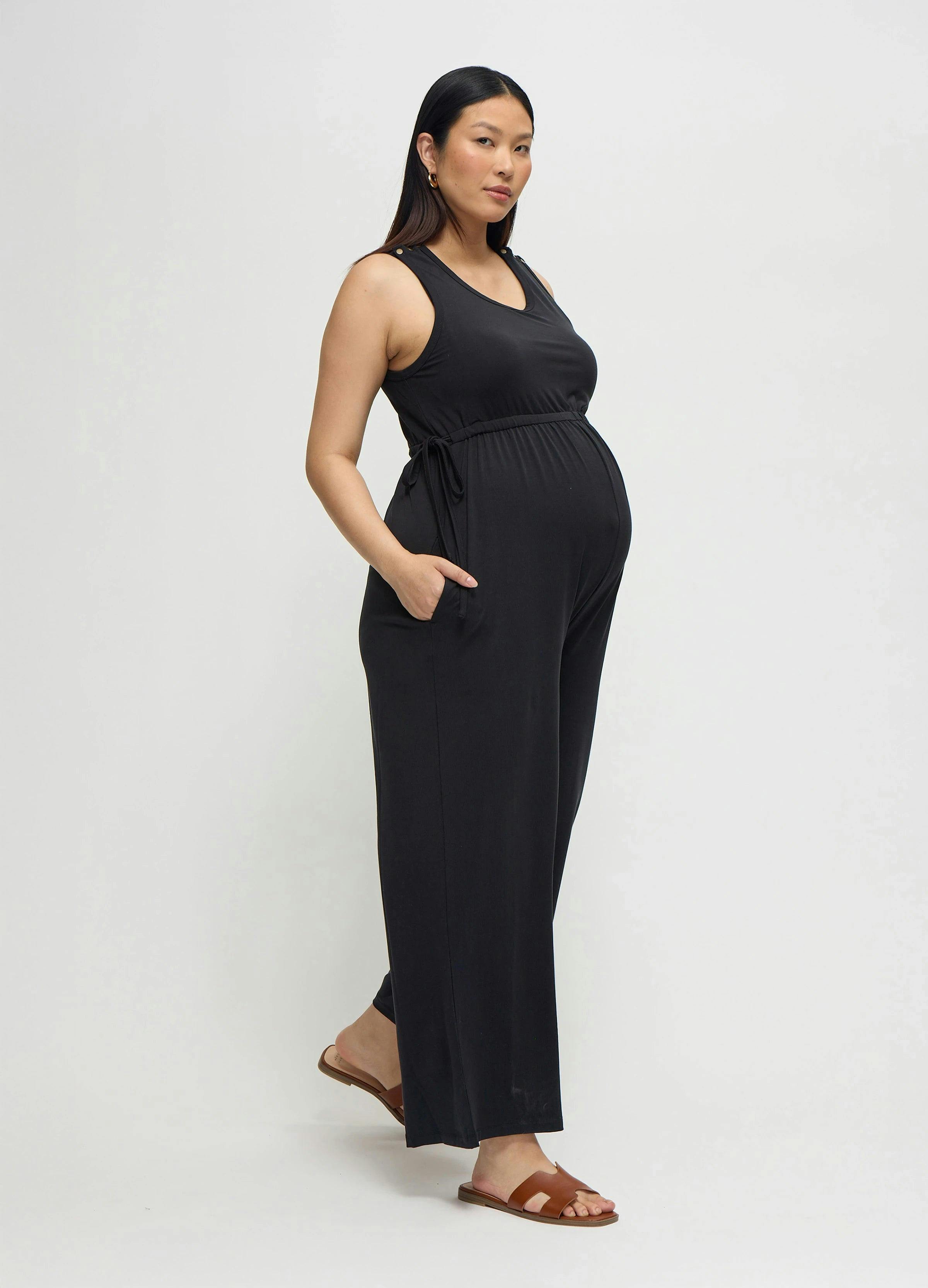 Wide Leg Knit Maternity and Nursing Jumpsuit
