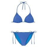 Girls' triangle two-piece swimsuit blue, blue/gold | CALYPSO 2P TRIANGLE