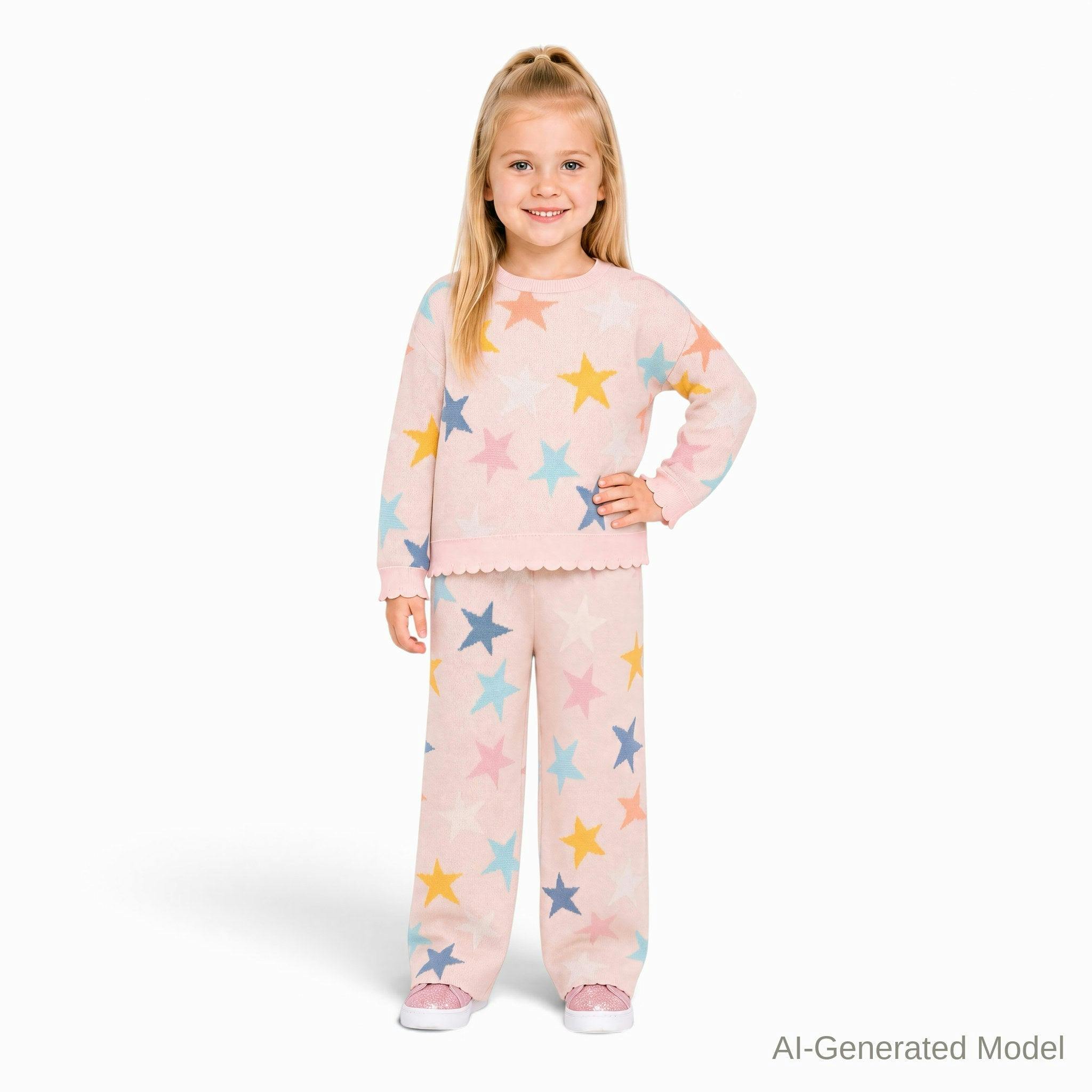 Two-Piece Sweater Set | Pastel Stars - Pink