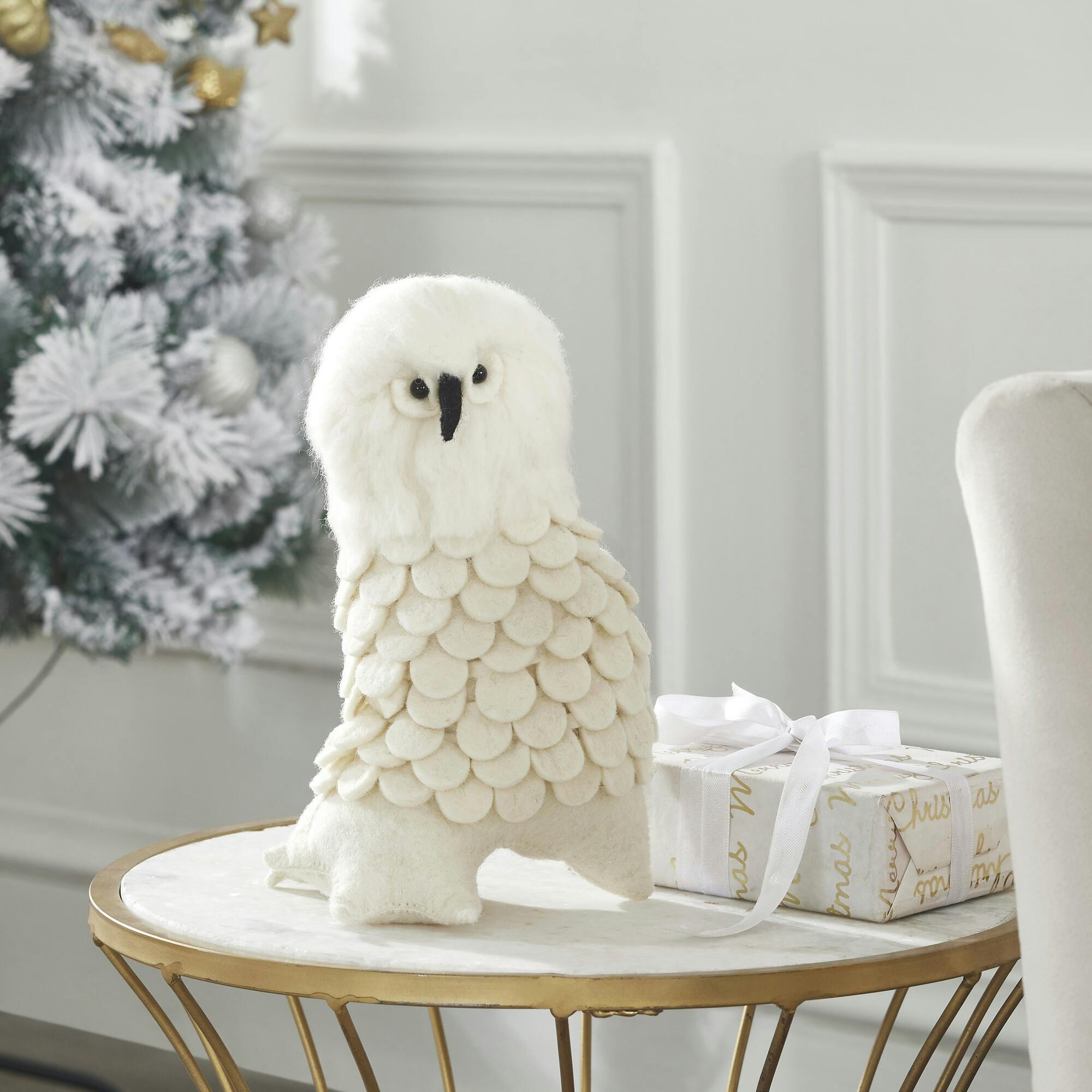 Snowy Handmade Hand Felted Wool Christmas Tree Topper