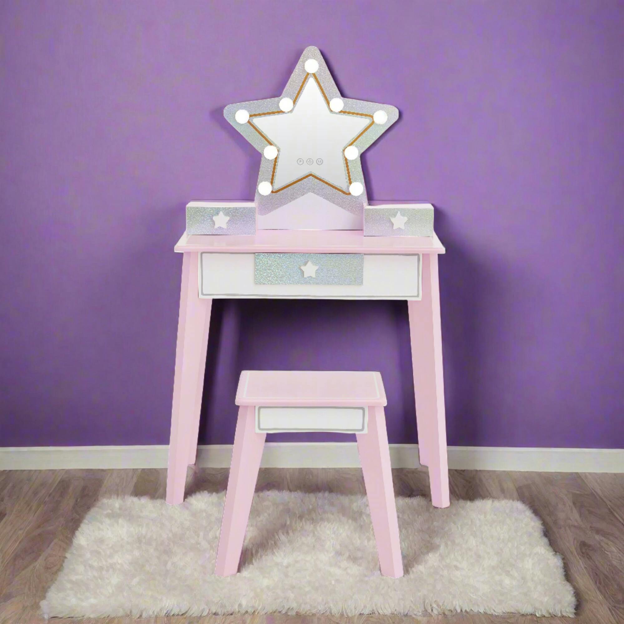 Little Princess Star Vanity with LED Illuminated Mirror