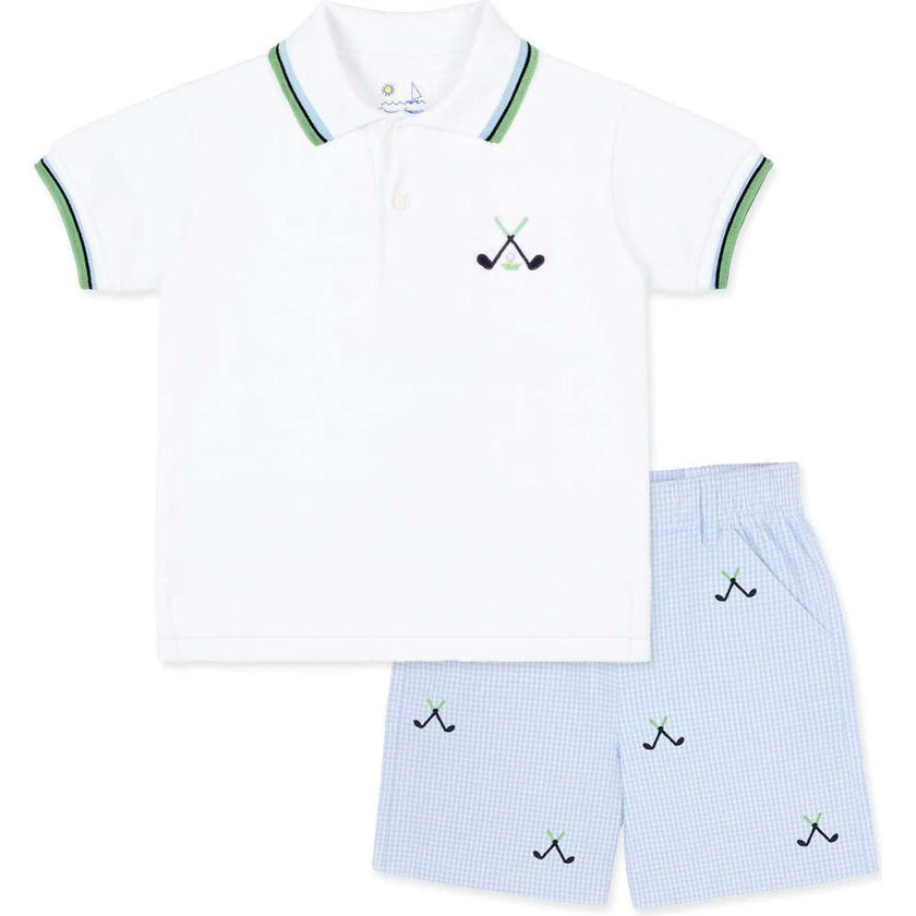 Knit Polo With Golf Clubs