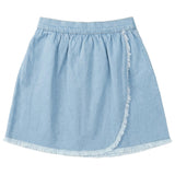 Woven Denim Wrap Skirt