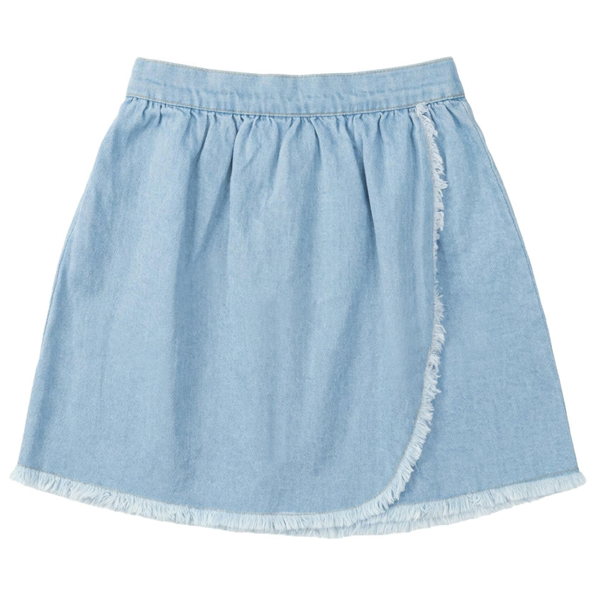 Woven Denim Wrap Skirt