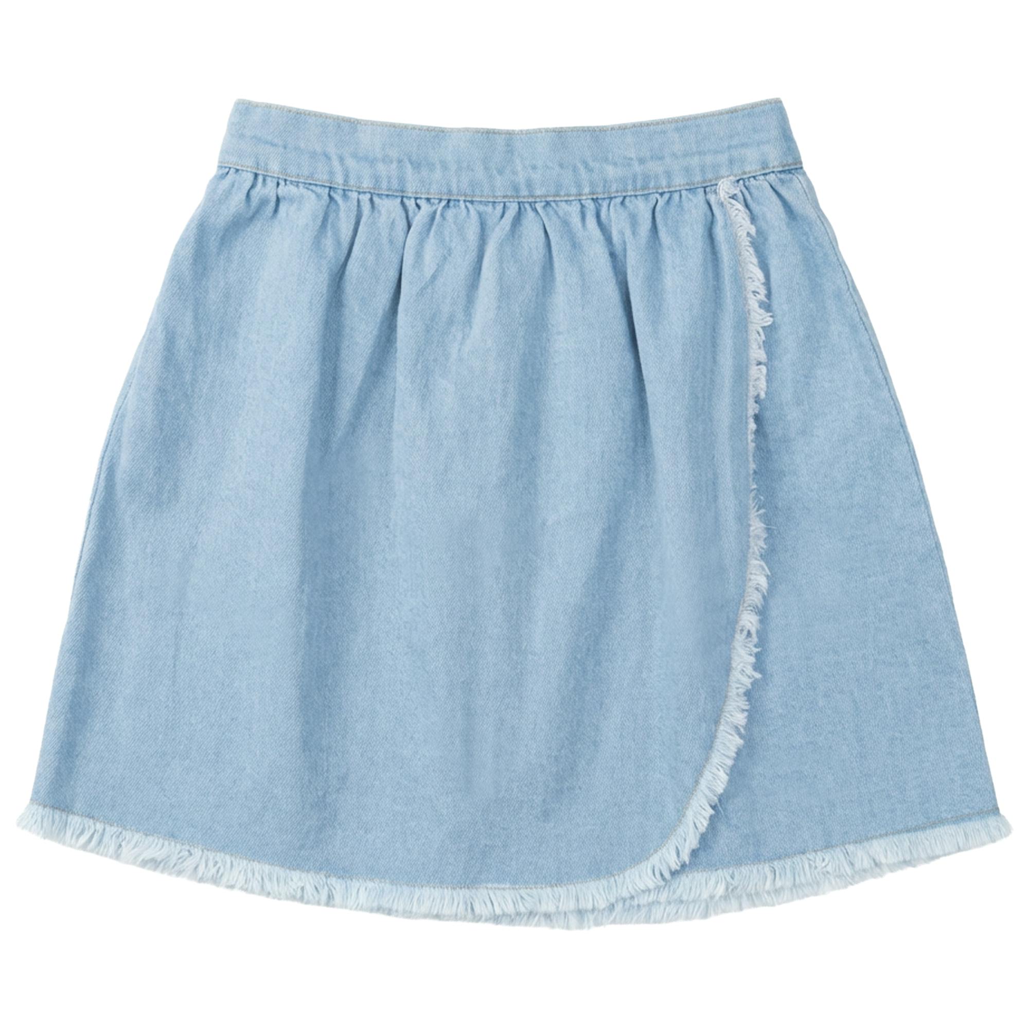 Woven Denim Wrap Skirt