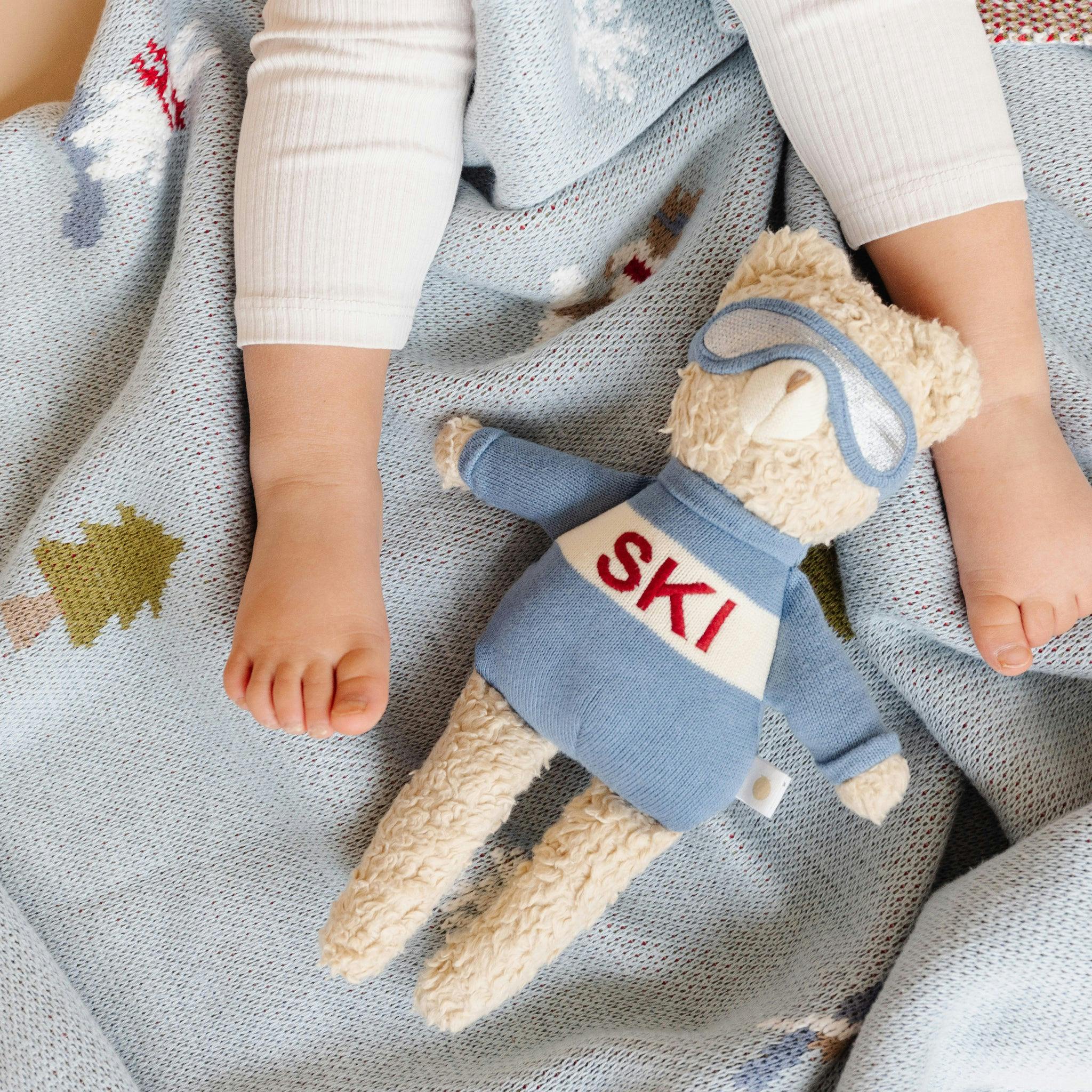 Ski Blanket and Bear Plush Toy Gift Set