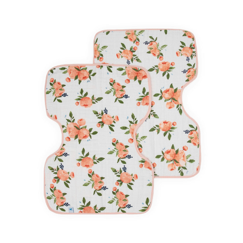 Cotton Muslin Burp Cloth 2 Pack - Watercolor Roses 2