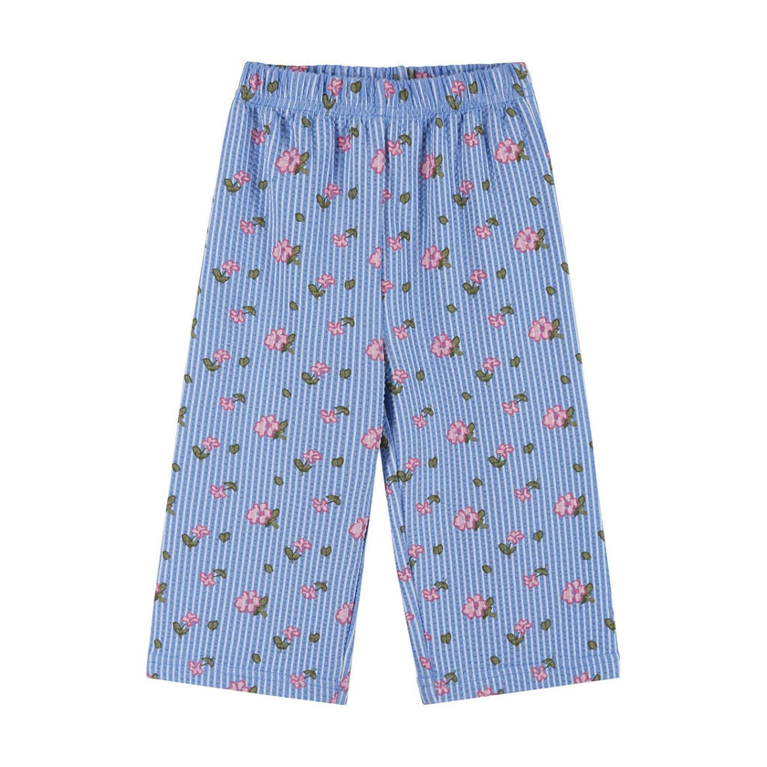 Infant Girls Knit Seersucker Top & Pant Set | Blue Floral
