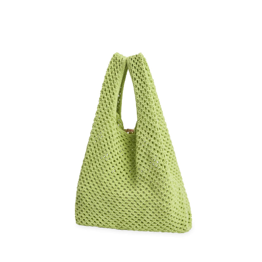 organic cotton crochete bag - kiwi green