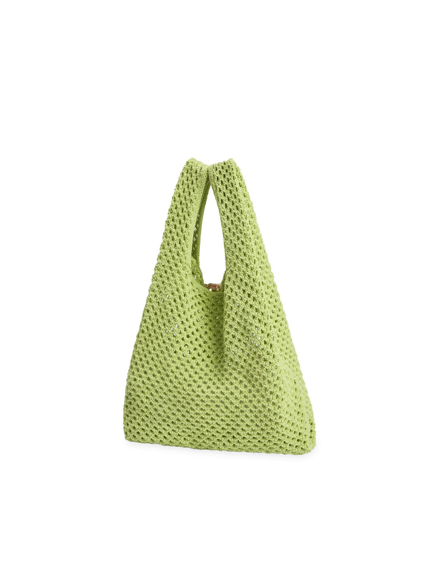 organic cotton crochete bag - kiwi green