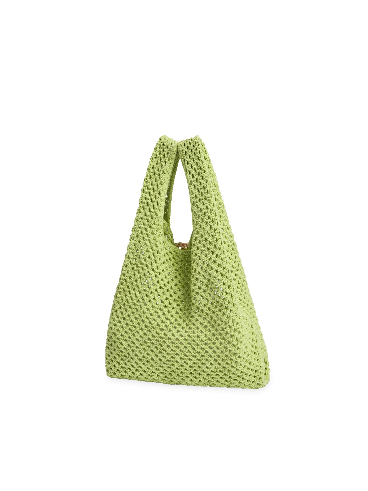 organic cotton crochete bag - kiwi green